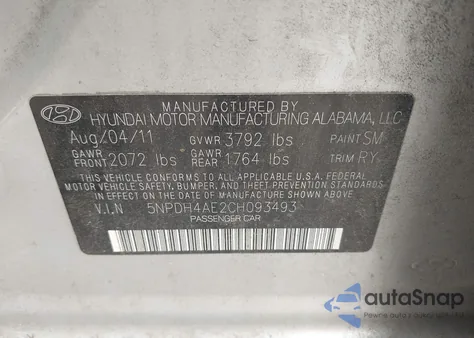 2012 Hyundai Elantra Limited z USA, uszkodzony, nr VIN 5NPDH4AE2CH093493